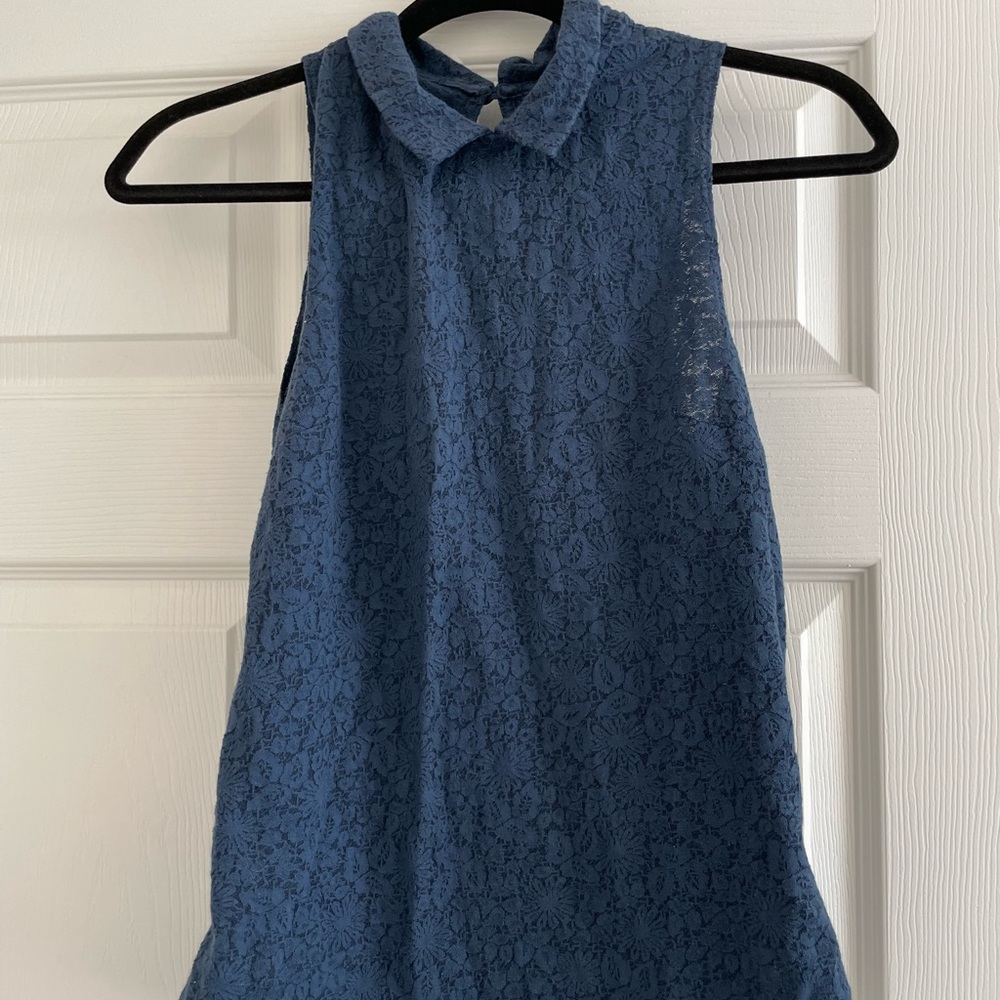 TOPSHOP Blue Lace Floral Shirt